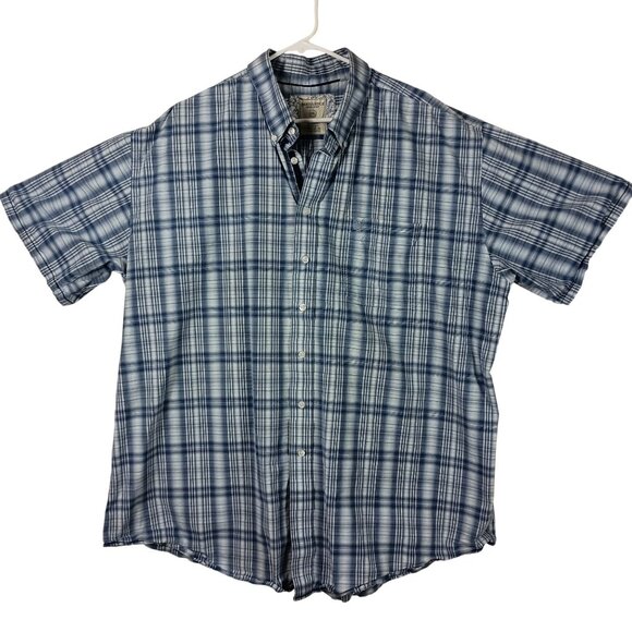 Panhandle Rough Stock Plaid Shirt XXL Blue Button Down Collar Business Casual - Picture 1 of 7